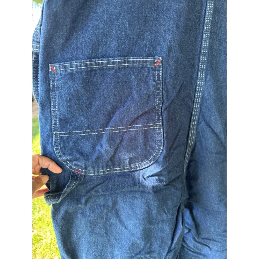 Dickies Bib Overalls Men's 38x32 Blue Denim Carpenter 2014 Made Mexico Zip Fly